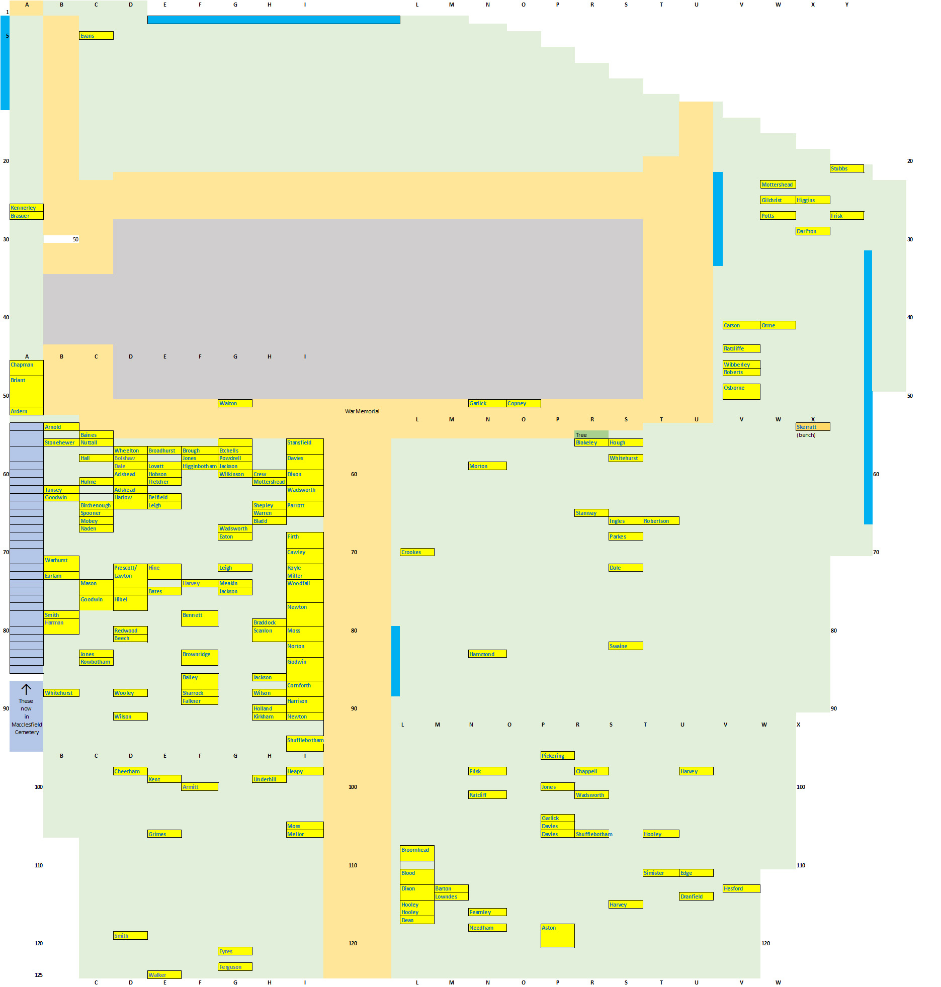 Map of memorial locations